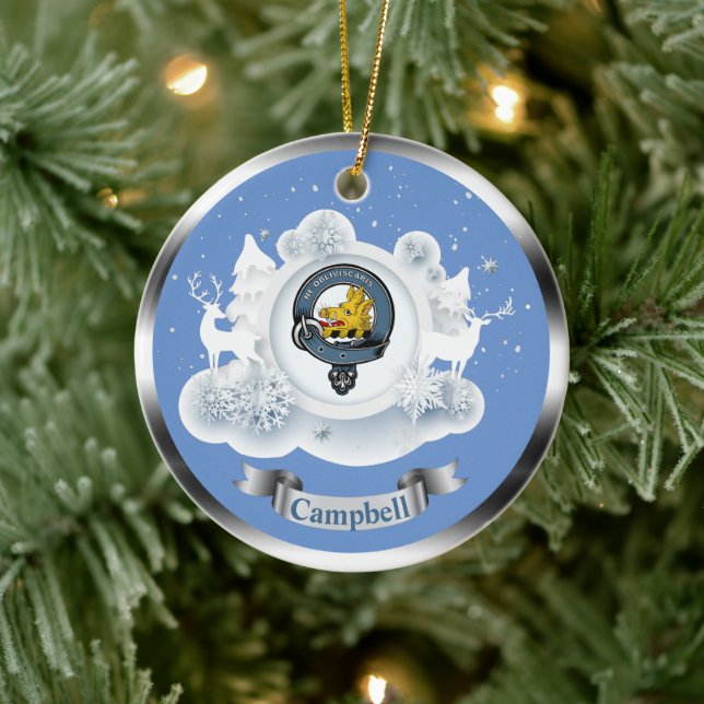 Campbell Clan Abzeichen im Winter Weihnachten Keramik Ornament (Baum)
