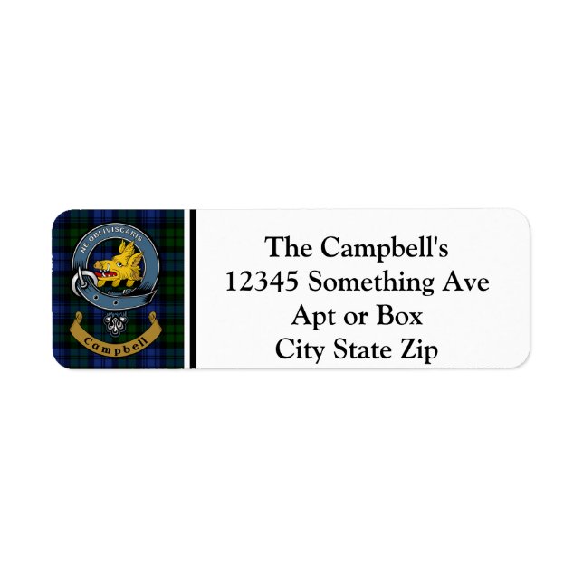 Campbell Clan Abzeichen & Tartan Personalisierte R (Vorne)