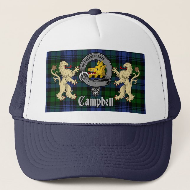 Campbell Clan Abzeichen & Tartan Truckerkappe (Vorderseite)