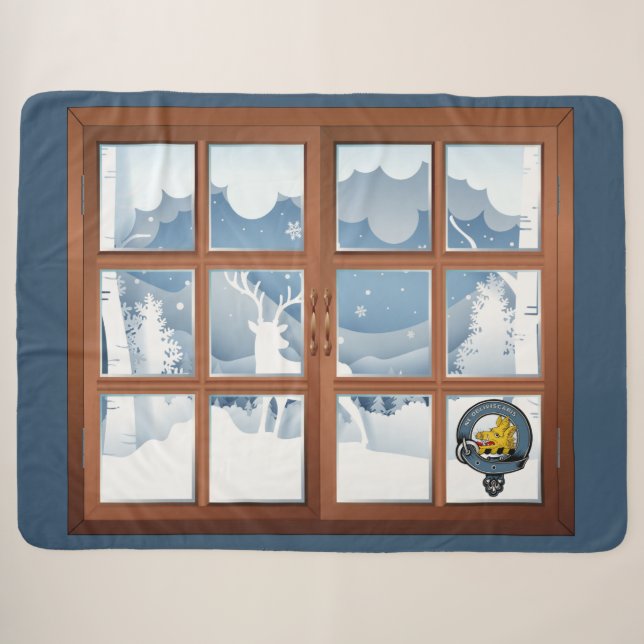 Campbell Clan Abzeichen Winter Szene Groß Sherpadecke (Vorderseite (Horizontal))