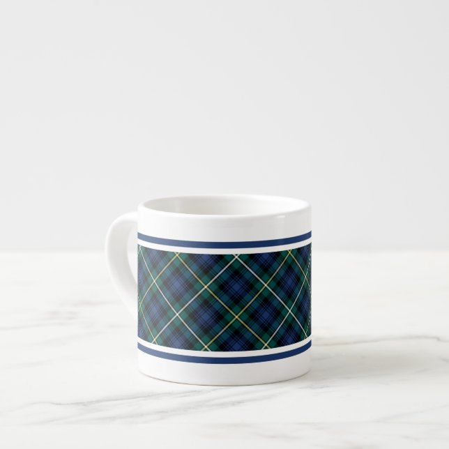 Campbell Clan Navy Blue Scottish Tartan Espressotasse (Vorderseite Links)
