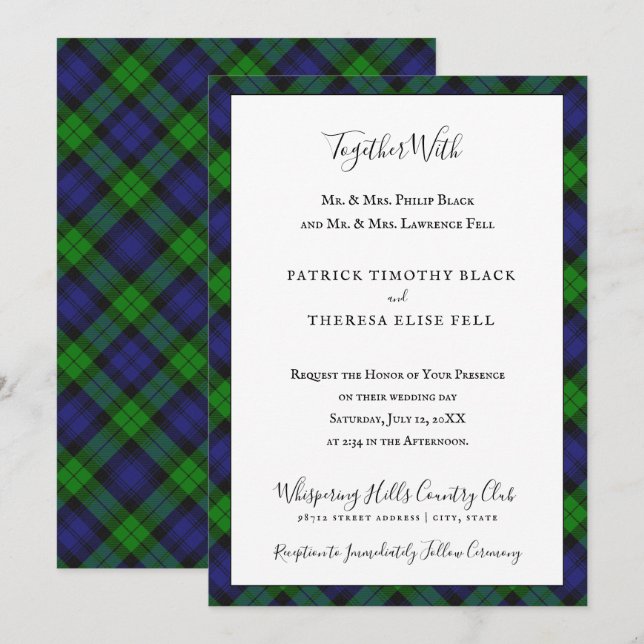 Campbell Clan Tartan Kariert Black Watch Einladung (Vorne/Hinten)