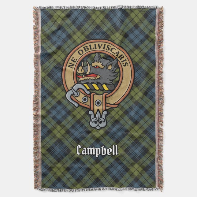 Campbell Crest over Tartan Decke (Vorderseite Vertikal)