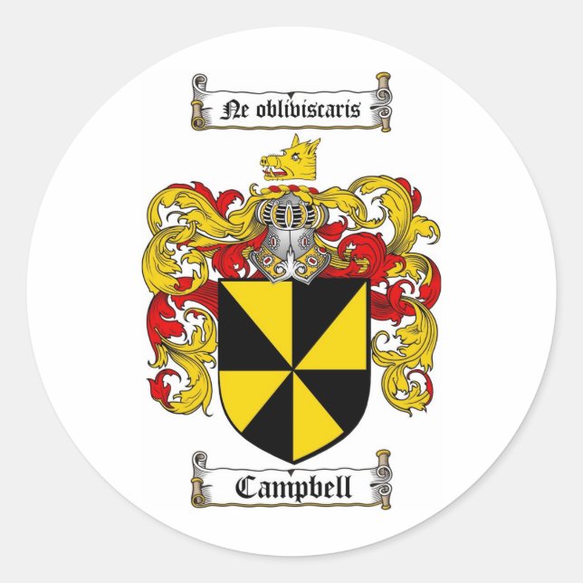 CAMPBELL-FAMILIENWAPPEN - KAMPELMUSTER RUNDER AUFKLEBER (Vorderseite)