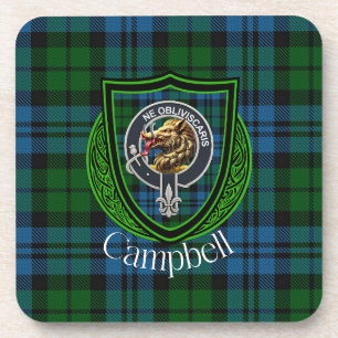 Campbell schottischer Clan-Tartan und Wappen Getränkeuntersetzer