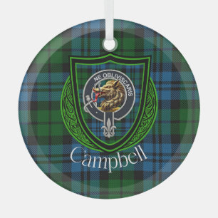 Campbell-Schottischer-Clan-Tartan und -Wappen Ornament Aus Glas
