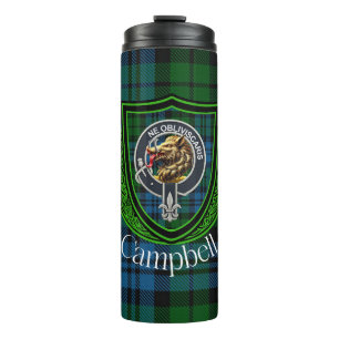 Campbell schottischer Clan Tartan & Wappen Thermosbecher