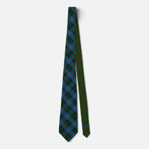 Campbell Scottish Tartan & Green Monogram Cravate