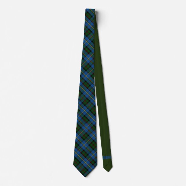 Campbell Scottish Tartan & Green Monogram Neck Tie Krawatte (Vorderseite)