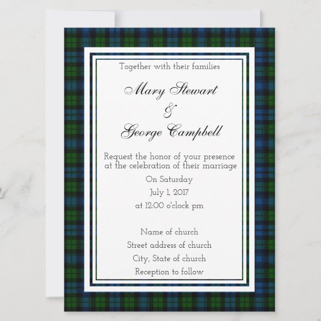 Campbell Scottish Wedding Einladung (Vorderseite)