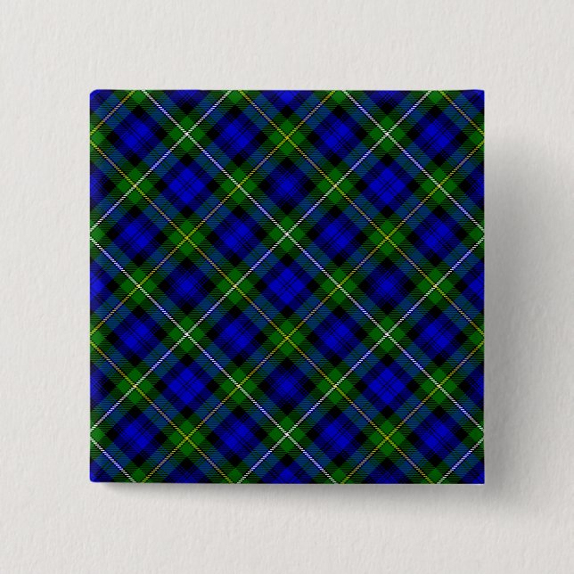 Campbell Tartan Blau kariert Button (Vorderseite)
