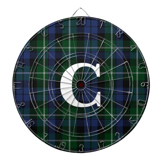 Campbell Tartan Kariert Mit Monogramm Dartscheibe (vorne)
