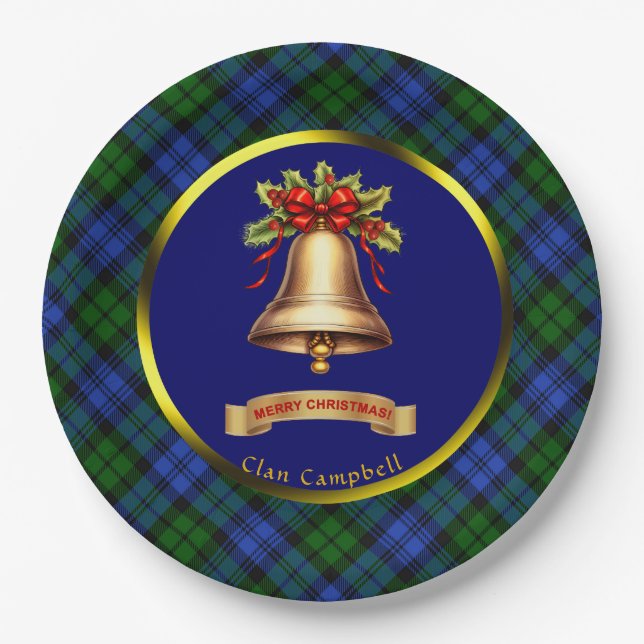 Campbell Tartan Personalisierte Weihnachten Pappteller (Vorderseite)