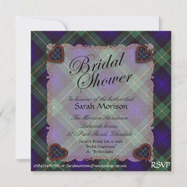 Campbell von Cawdor tartan Kariert - Brautparty Einladung (Vorderseite)