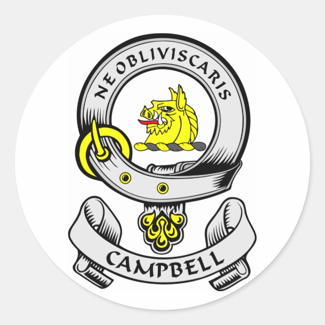 CAMPBELL-Wappen Runder Aufkleber (Vorderseite)