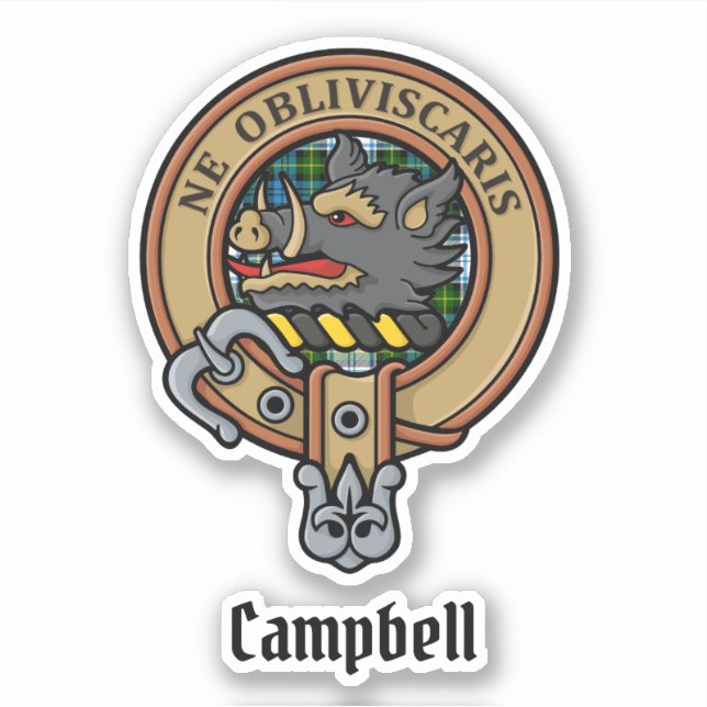 Campbell Wappen über Dress Tartan Aufkleber (Vorderseite)