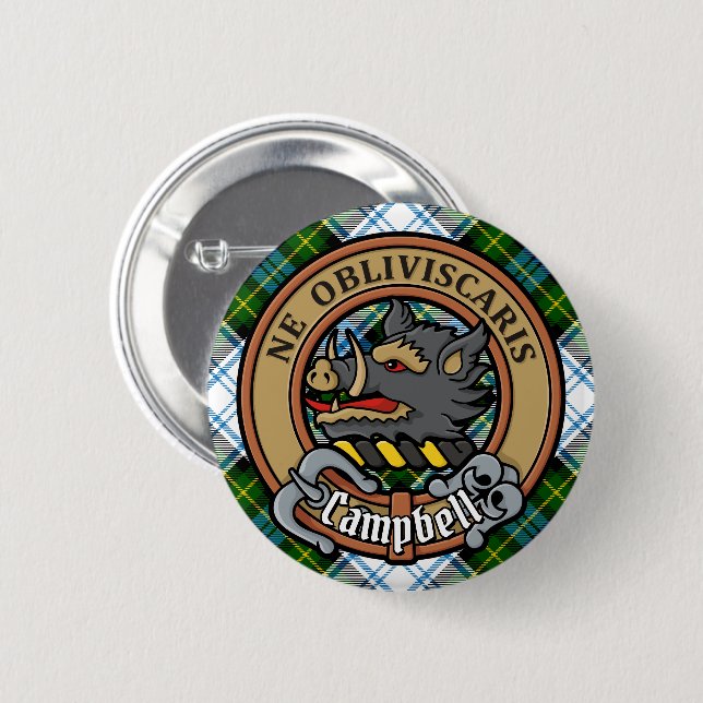Campbell Wappen über Dress Tartan Button (Vorne & Hinten)