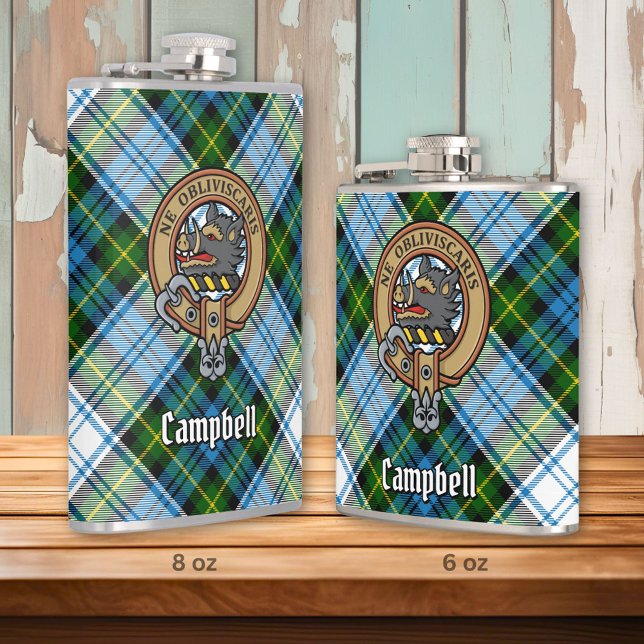 Campbell Wappen über Dress Tartan Flachmann (Von Creator hochgeladen)