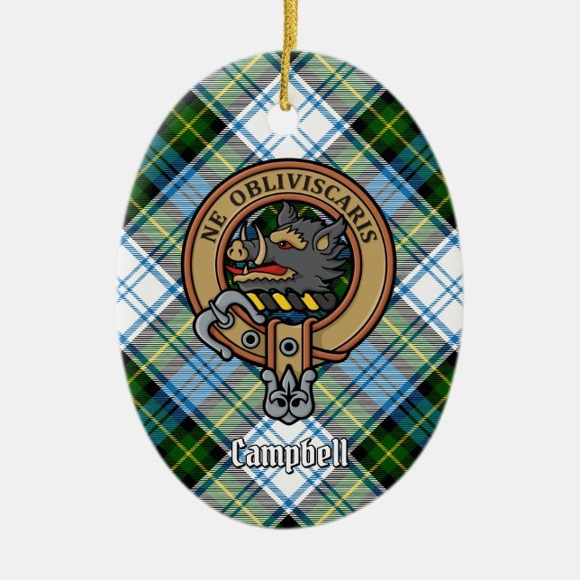 Campbell Wappen über Dress Tartan Keramik Ornament (Vorne)