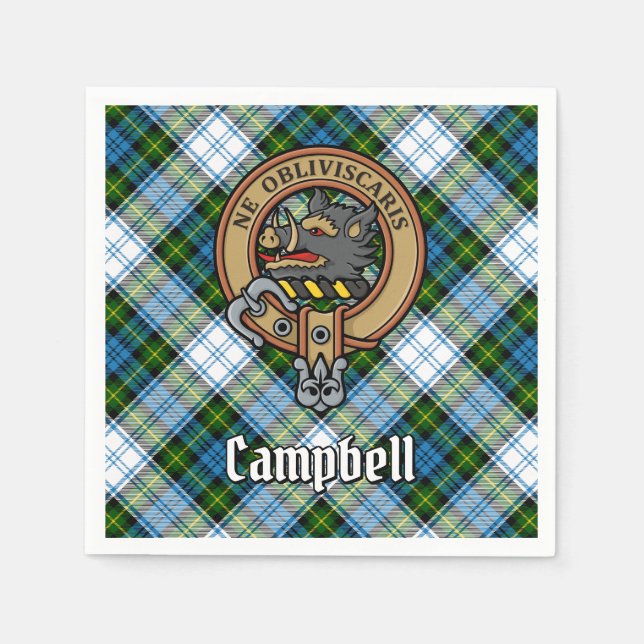 Campbell Wappen über Dress Tartan Serviette (Vorderseite)