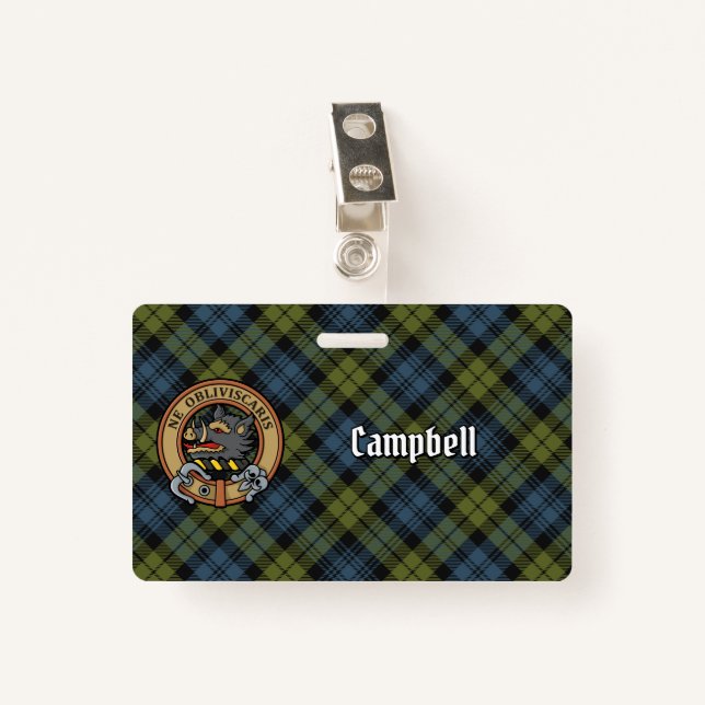 Campbell Wappen über Tartan Ausweis (Vorderseite mit Klammer)