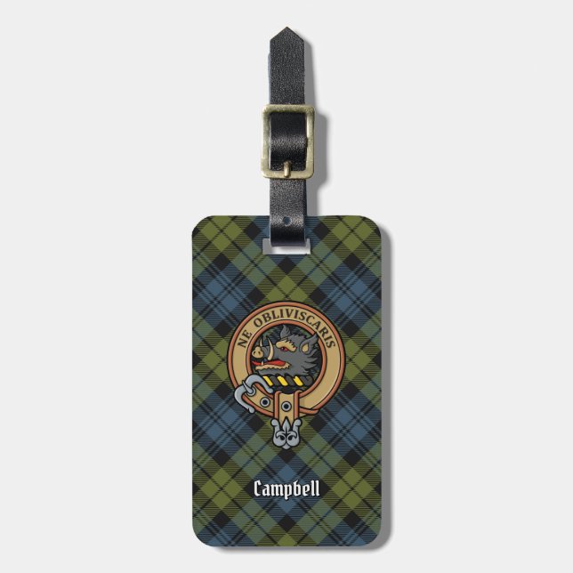 Campbell Wappen über Tartan Gepäckanhänger (Vorderseite vertikal)