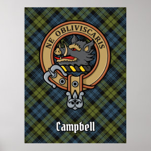 Campbell Wappen über Tartan Poster