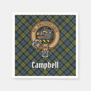 Campbell Wappen über Tartan Serviette
