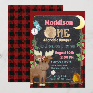 Camper Buffalo Kariert 1. Geburtstag Camping Einladung
