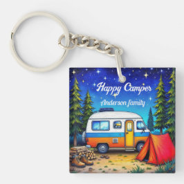 Camper Camping Blaue Natur Wasserfarbe Schlüsselanhänger