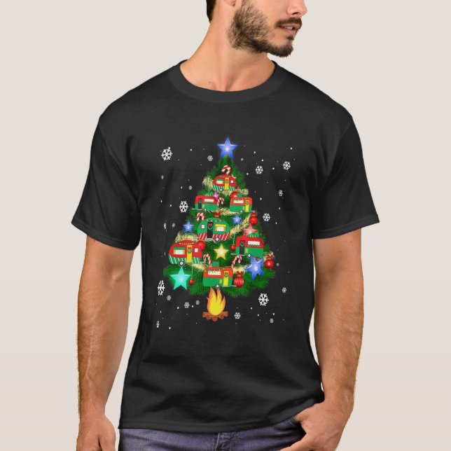 Camper Christmas Tree Cool Vehicles Camping RVing T-Shirt (Vorderseite)