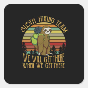 Camper-Geschenk   Vintages Sloth Wanderteam Geburt Quadratischer Aufkleber