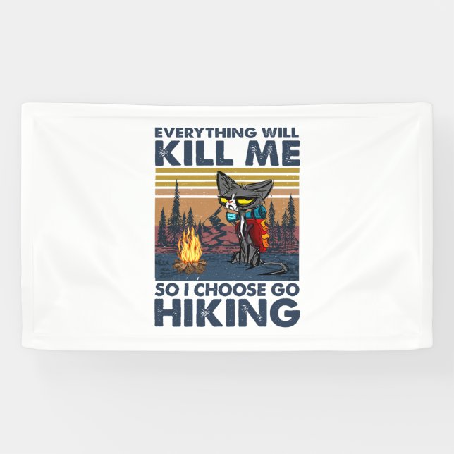 Camper-Geschenk | Wandern mit Katze Geburtstag Banner (Horizontal)