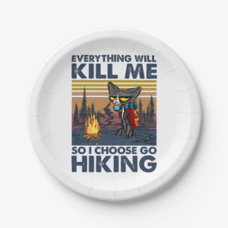 Camper-Geschenk | Wandern mit Katze Geburtstag Pappteller