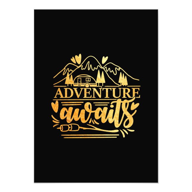 Camper Gift Adventure Is Awaits Fotodruck (Vorne)