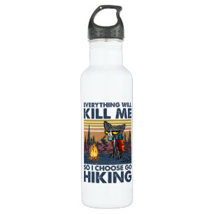 Camper Gift   Go Hiking With Cat Birthday Edelstahlflasche
