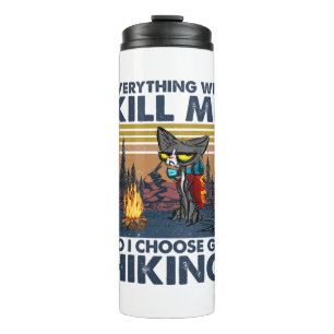 Camper Gift   Go Hiking With Cat Birthday Thermosbecher