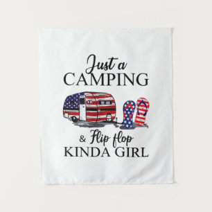 Camper Gift   Just A Camping And Kinda Girl Xmas Wandteppich