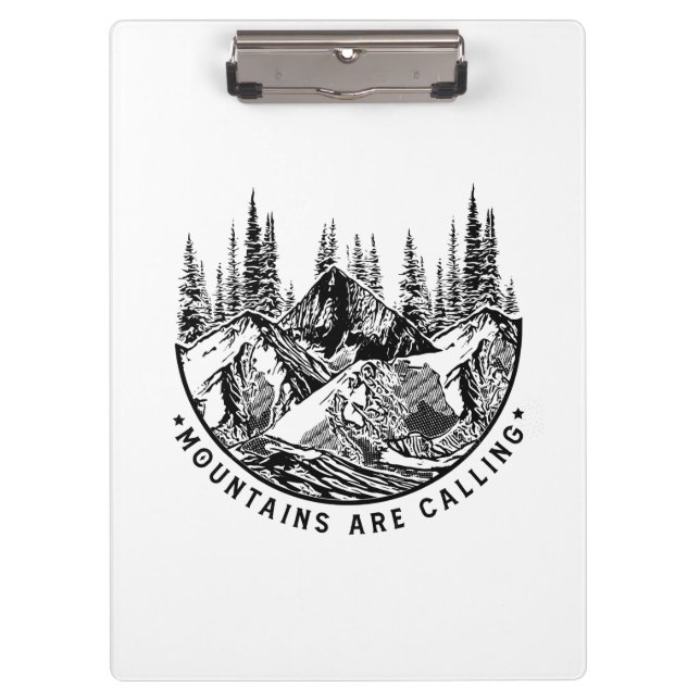 Camper Gift | Mountains Are Calling Birthday Klemmbrett (Vorderseite)
