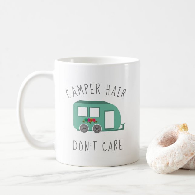 Camper Hair RV Camping Glamping Kaffeetasse (Mit Donut)
