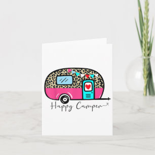 Camper Happy Summer Camp Camping Leopard Funny Gla Karte
