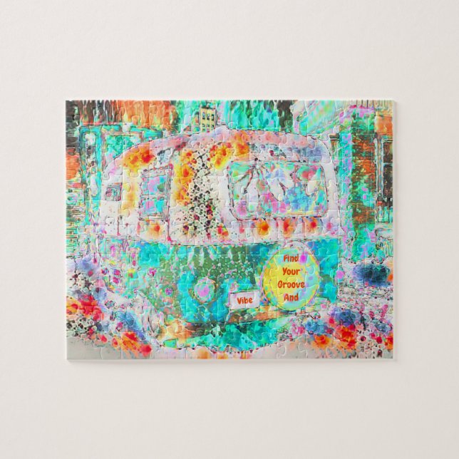 Camper Hippie Retro Kunst, Dichtung und Musik (Horizontal)