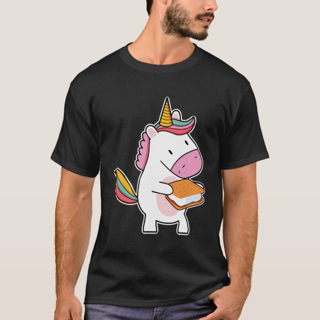 Camper Kids Niedlich Smore Unicorn Marshmallow T-Shirt (Vorderseite)