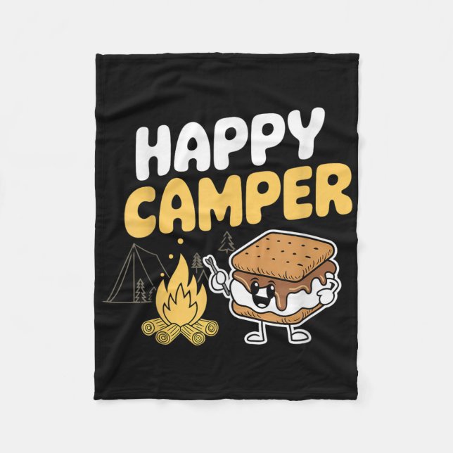 Camper Marshmallow Camping Smores Kawaii Smores Fleecedecke (Vorderseite)