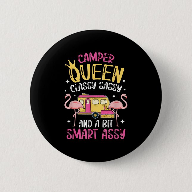 Camper Queen Cly Sy Smart Funny Girl Button (Vorderseite)