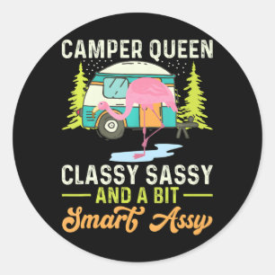 Camper Queen elegant und ein bisschen clever Runder Aufkleber