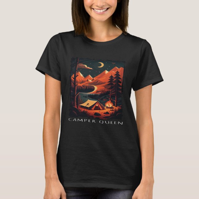 Camper Queen  retro camping T-Shirt (Vorderseite)