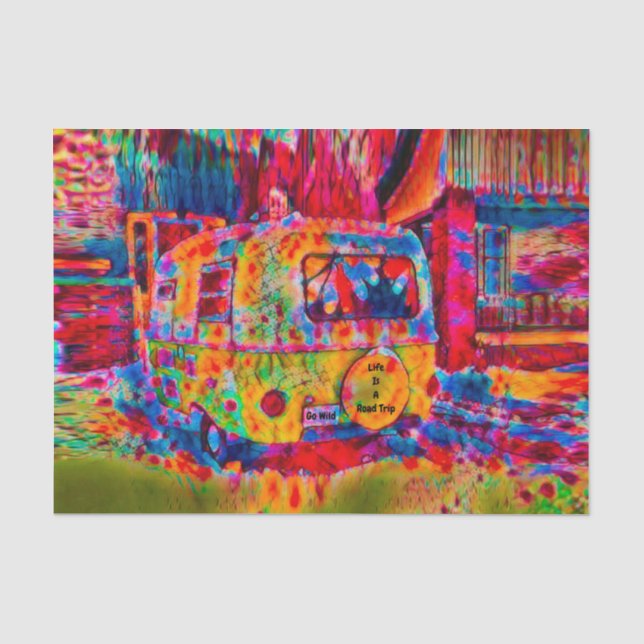 Camper Retro Hippie farbiges Leben ist eine Reise Seidenpapier (Vorderseite)