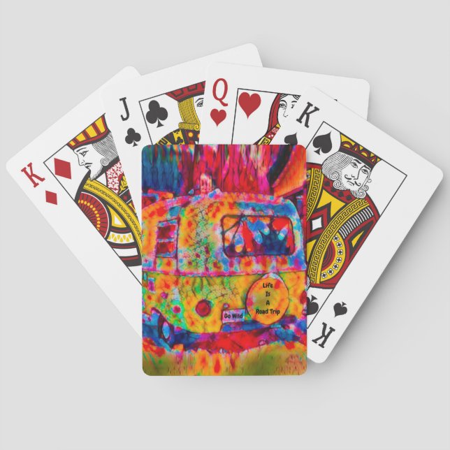 Camper Retro Hippie farbiges Leben ist eine Reise Spielkarten (Rückseite)