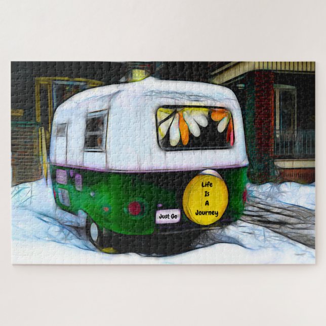Camper Retro Hippie Life ist eine Reise zu gehen (Horizontal)